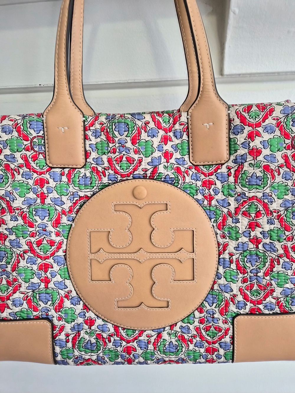 Tory Burch Multicolor Canvas Tote with Tan Leather Logo. - Picture 6 of 6